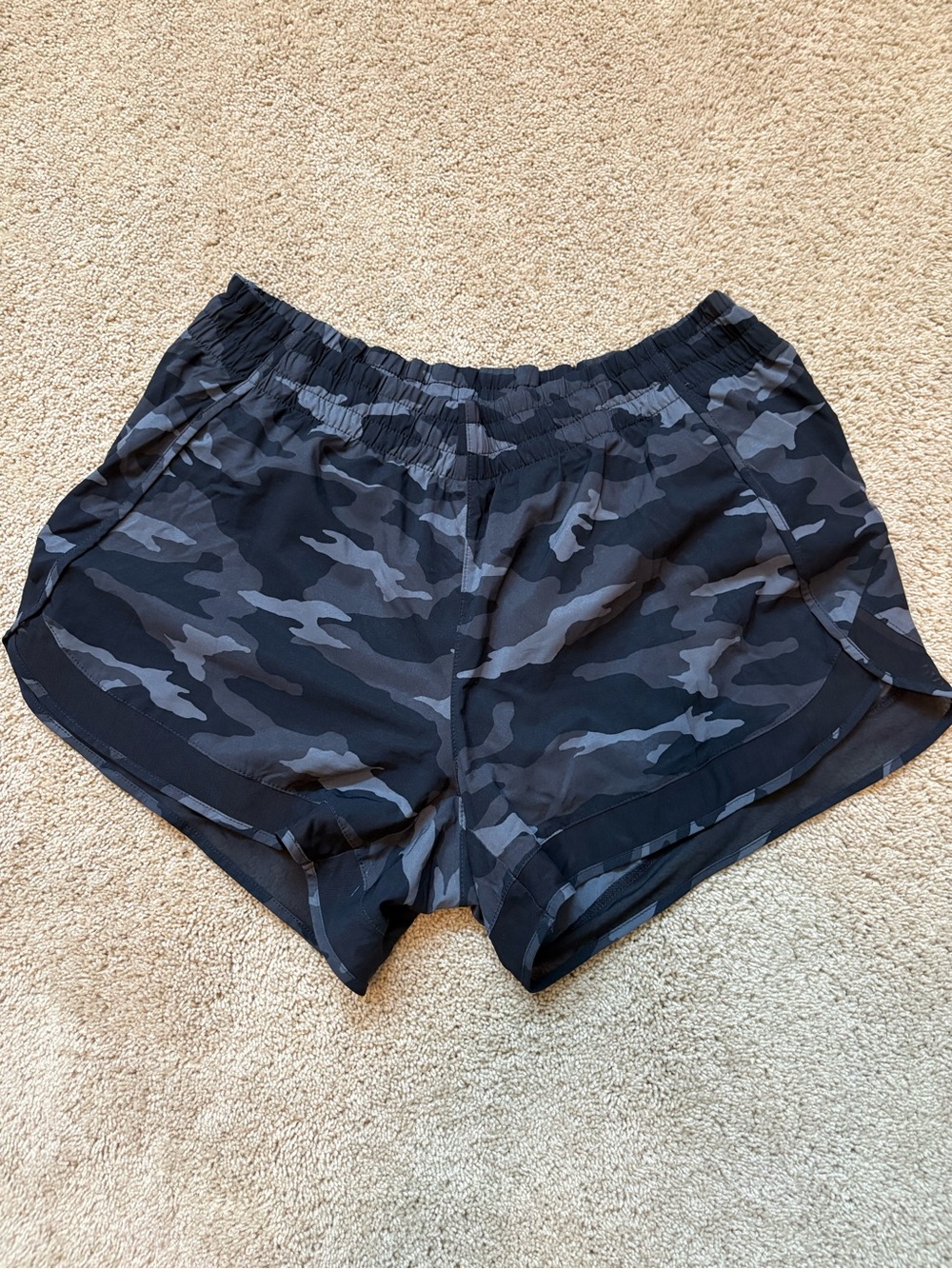 Athleta Black & Gray Camo Running Shorts